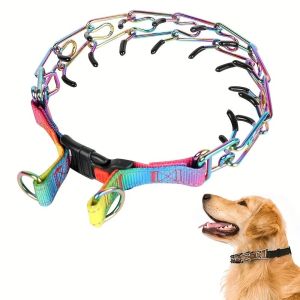 RL5LBR Comfort Rubber Tips Prong Pinch Training Collar Adjustable Stainless Steel Correction Pinch Collar Practical No Pull Metal Dog Choker Chain Large/Medium/Small Dogs