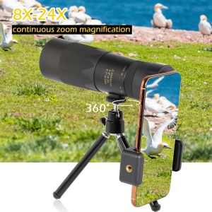Kính Viễn Vọng Ống Nhòm Thu Phóng Ống Kính Đa Lớp Quang Học Tiêu Cự Kép 8-24X40 Phạm Vi Phát Hiện Lăng Kính BAK4 Với Giá Ba Chân Và Bộ Chuyển Đổi Điện Thoại Di Động Thích Hợp Cho Người Lớn Xem Chim Trò Chơi Thể Thao Và Buổi Hòa Nhạc