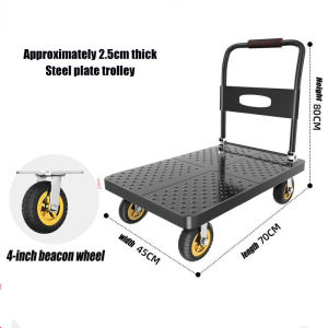 BABEDUO Trolley Hand Truck Foldable Platform Trolley Capacity 500Kg Push Cart Multifunctional