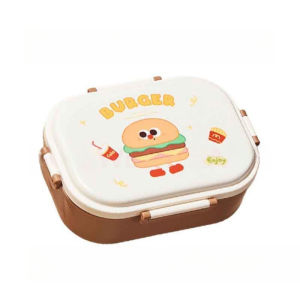 Oldlaiben Kid Lunch Box with Spoon and Fork Cartoon Student School Food Storage Container Grid Speration 便当盒