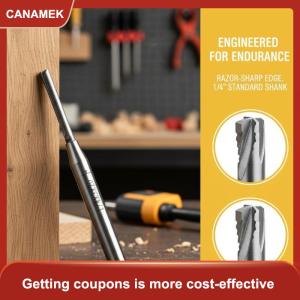 【CANAMEK 】 Carbide TCT 3MM Milling Cutter for Trimmers Straight Blade Fast Chip Removal Woodworking Tool for Edge Trimming on Timber Surfaces