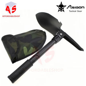 Asiaon Multifunction Camping Shovel Survival Folding Shovels Military Tactical Shovel for Hiking Outdoor Garden Hoe Digging Tool Kit