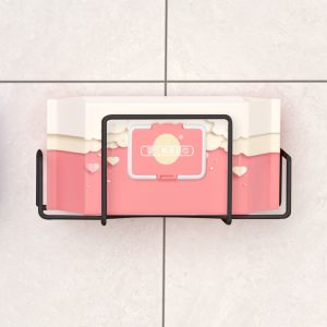 Homenhome Household Perforated Wall Mounted Toilet Paper Iron Storage Rack