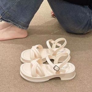 [Free Shipping] Thick-soled Roman sandals for women new summer style non-slip slimming versatile platform sandals with one strap