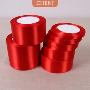 [COD] CHENJ YIEN สีแดง25หลาผ้าไหมริบบิ้นซาตินงานแต่ง Party ตกแต่งของขวัญ Wrapping คริสต์มาสปีใหม่เสื้อผ้าเย็บผ้า DIY