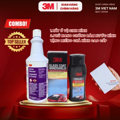 [ Tặng miếng tẩy ố không xước] Bộ dung dịch vệ sinh kính tẩy ố cặn canxi và chống bám nước kính 3M™ .Vệ sinh kính 2 bước tiết kiệm - hiệu quả ngay