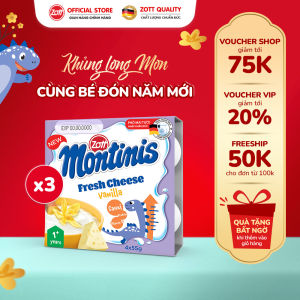 [Giao Hỏa Tốc] COMBO 3 vỉ Phô mai tươi Montinis vị Vani nhập ĐỨC (vỉ - 55g x 4 hũ)