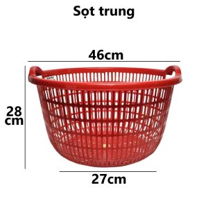 Sọt cần xé caro nhựa VIỆT NHẬT - 2 quai lưới thoáng - Đựng bánh mì quần áo đồ chơi bé - 3490/1/4