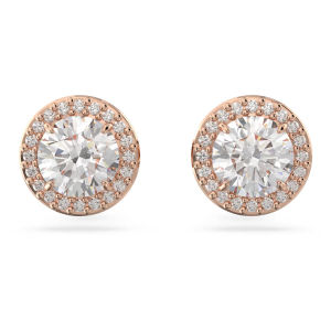 SWAROVSKI Luxury(New) Una Angelic Rose Gold Round Cut Pave White Diamond Earrings S925 Sterling Silver Womens Fashion Earrings