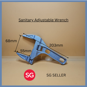 Ready stock. Sanitary Adjustable Wrench. Can open until 68mm. Total length is 203mm