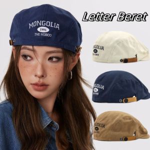 XINSU38 Cotton Letter Embroidery Beret Flat Adjustable Forward Hat Casual American Style Painter Cap Women