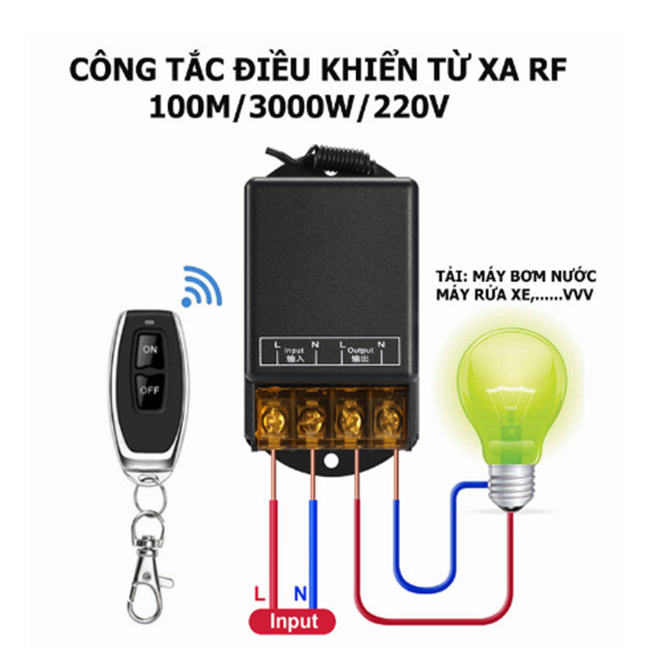 Công tắc điều khiển từ xa cho máy bơm nước rf 100M 30A 220V Công suất ...