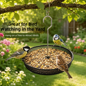 PHANT Large Capacity Hanging Bird Feeder Durable Metal Mesh Bird Food Tray Creative Rustproof Wild Bird Feeder Outdoor Use