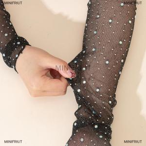 [COD] MINIFRIUT ถุงมือตาข่ายแวววาวยาวสำหรับตกแต่งเล็บอุปกรณ์เสริมแขนเซ็กซี่อุปกรณ์ถ่ายภาพสำหรับตกแต่งเล็บ