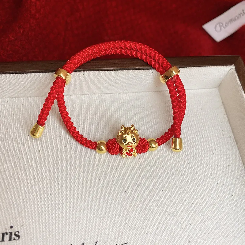 Chinese Lucky Dragon Shaped Handmade Woven Red Rope Bracelet New - Main Image