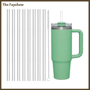 [The Fayshow] ชุดแก้วพลาสติกใสพร้อมหลอดสำหรับเปลี่ยนขนาด40ออนซ์6แพ็กใช้ซ้ำได้สำหรับการเดินทางแก้วน้ำน้ำแข็ง