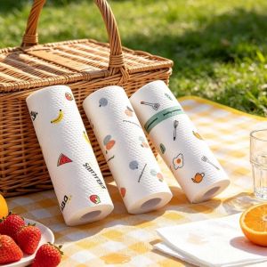 DOOUR 1Roll/30/50/100Sheets Vải không dệt Giẻ Lau Sử dụng được cả khi khô và ướt. Dày hơn Khăn lau bếp Bền bỉ Có thể tái sử dụng. Vải chống dính dầu Sử dụng trong nhà bếp gia đình