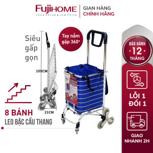 Xe kéo đi chợ leo cầu thang 8 bánh Nhật Bản Nhập Khẩu 60kg xe đẩy hàng đi chợ gấp gọn có giỏ túi đa năng inox mini