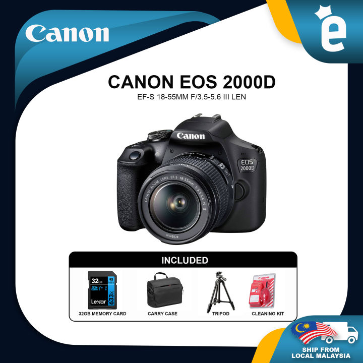 Canon EOS 2000D With 1855mm Lens + Memory Card + Shoulder Bag