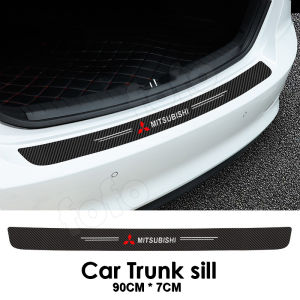 8Pcs/Set Carbon fiber Car door sill Protector Strip Universal For Mitsubishi Anti-Scratch Bumper Car Front Rear Door sill Strip Car Trunk Step Sticker fits Mitsubishi all model with logo