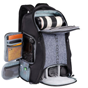 K&F CONCEPT 25L Camera Backpack Large Capacity Camera Bag for Photographers with Raincover Camera Case with 15.6 Inch Laptop Compartment Compatible for Canon/Nikon/Sony