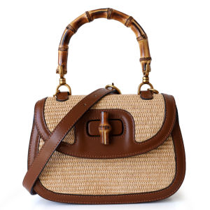 Genuine Leather Handbags for Women Ladies Designer Bag Luxury Bamboo Handle Bags Brandy Natural Bamboo Hand Bag High Quality designer bags for women