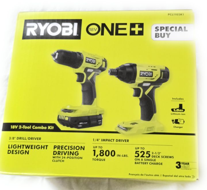 RYOBI 18V ONE+ Drill/Driver & Impact Driver Kit with 1.5 Ah Battery and