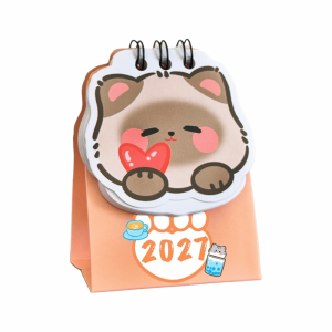 CHUN053634 Cartoon Cat 2027 Desk Calendar Coil Schedule Mark Calendar Ornaments  Mini Schedule Planner Office Desk Accessories