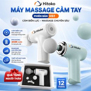 Máy Massage Cầm Tay Mini HITOKO HS1 Cao Cấp 4 Đầu 6 Chế Độ Rung Máy Mát Xa Cầm Tay Cảm Biến Lực Nhấn Giảm Đau Mỏi Cơ