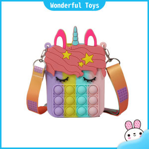 Wonderful Toys Pop It Bag Push Pop It Toy Messenger Bag and Shoulder Bag Fidget Toy Childrens Colorful Rainbow Wallet
