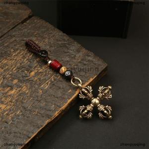[COD] zhangyuqing Vintage Copper Vajra Pestle Keychain Pendant Feng Shui Ornament Religious Buddha Home Decorations Antique Brass Desk Decors