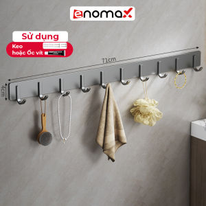 Móc treo quần áo Enomax đa năng dán tường chất liệu nhôm hàng không chống gỉ Chịu lực lên tới 60kg tặng kèm keo dán