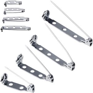 50PCS Silver Bar Pins Back Clasp Brooch Secure Brooch Pin Backs Safety Clasp Pins with Plastic Case for Crafts Stationary Bandages Sewing Dressmaking