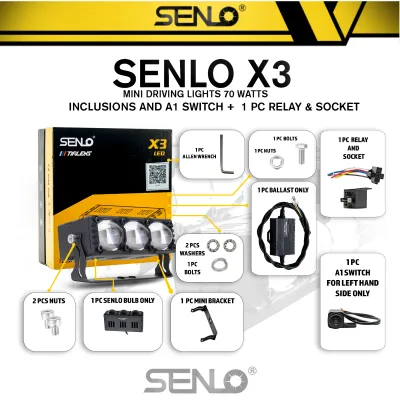 Original Senlo X3 Premium Mini Driving Light - 1pc. Bulb and 1pc. Ballast ( 1 Year Warranty )