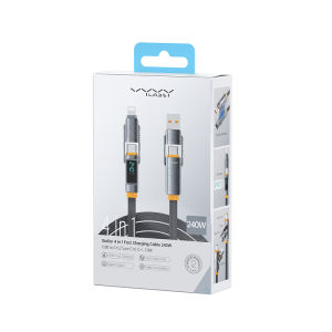 สายเคเบิล Vyvylabs 240W 4-In-1ชาร์จเร็วยูเอสบีสายเคเบิลข้อมูลชนิด C สายไลท์ PD โปรโตคอล3.1สายแม่เหล็กสำหรับ iPhone 16 15 14Pro สวิตช์แล็ปท็อปและแท็บเล็ตสูงสุด