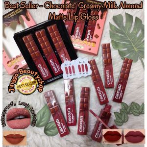COD/ Kiss Beauty Velvet Lip Gloss CHOCOLATE isi 3 Pcs/ Chocolate Creamy Milk Almond Matte Lip Gloss Satuan / Lipgloss cantik termurah/ Jingga Beautyshop/ Ecer dan Grosir