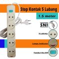 ELINK - Colokan Listrik 5 Lubang 1.5 Meter Saklar ON OFF Indikator / SNI Asli Kuningan / Colokan 5 Lubang + Kabel. 