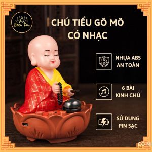 Tượng chú tiểu gõ mõ tự động phong thuỷ để xe ô tô