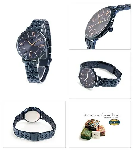 Fossil Women ES4094 Jacqueline Three Hand Date Blue Stainless Steel Watch Blue Lazada