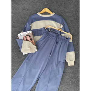Bundling Pocky Sweater Crop mix Jolly Pants - Setelan Wanita Terbaru Crewneck Combi mix Cargo Pants