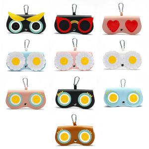 CAEDU Portable Fashion PU Leather Reading Glasses Female Sunglass Case Eyewear Protector Cartoon Glasses Case Sunglasses Pouch Sunglasses Clip