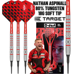 TARGET SOFT TIP DARTS - 18G NATHAN ASPINALL 80% TUNGSTEN DART SET ORIGINAL ELECTRONIC DART (ARROW DART LEMBUT)