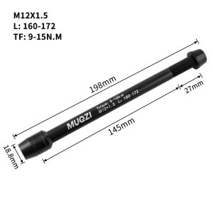 MUZI Trainer Thru Axle Adapter M12 x 1.5/1.75 Thread 160-172mm 166-178mm Shaft Bike Wheels uick Release Skewers