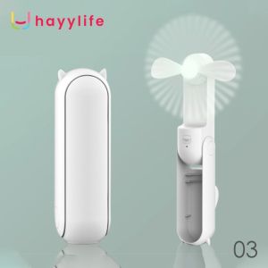 HAYYLIFE Kipas Angin Lipat Mini 2 in 1 Portable 2000mAh Mini Fans Usb Rechargeable Pocket Desk Handheld Fan +Power Bank HL-AHA537