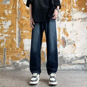 Spring and Summer Pu Handsome Jeans Mens Spring and Autumn Fashion Brand American High Street Pants Straight Slim Fit Stretch Casual Trousers