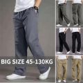 Men's Cotton Pants Loose Straight Cut Work Jogger Pant  Seluar Slack Lelaki Casual Cargo Trousers. 