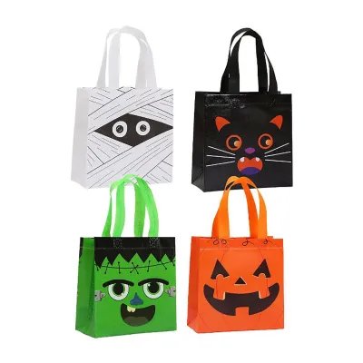 CGS 20x20x9cm Halloween Printed Woven Bag (4pcs Assorted)
