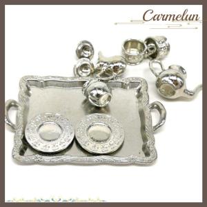 [Carmelun] 10Pcs 1: 12 Dollhouse Furniture Miniature Dining Ware Metal Tea Cup Plate Set