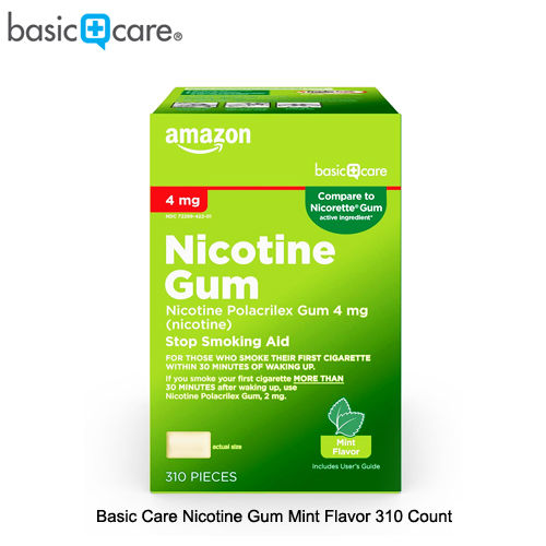 Basic Care Nicotin Gum Mint Flavor 310 Count (Packaging May Vary)