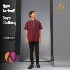 BAJU ATASAN ANAK BOY NIBRAS NKCA 05 MAROON / BAJU KOKO NGAJI ANAK DAILY OUTFIT CASUAL & CUTE